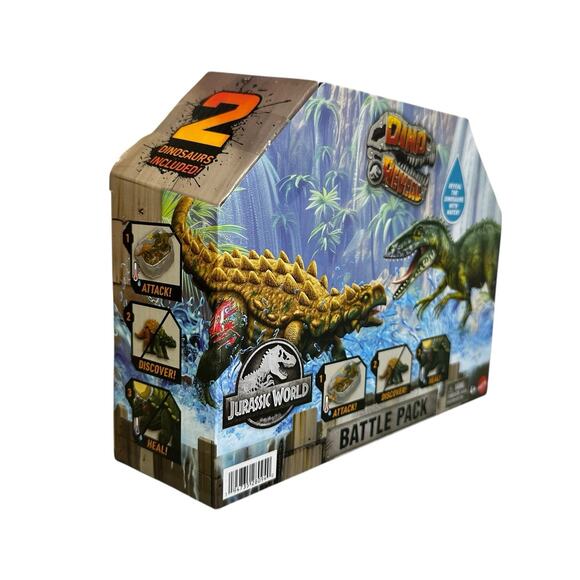 Jurassic World Dino Reveal Battle Pack Version 2 with 2 Figures and Arena Mattel - Picture 1 of 3